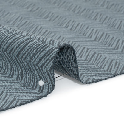 Herringbone Chevrons Recycled Polyester and Cotton Drapery Jacquard - Denim - British Imported Detail