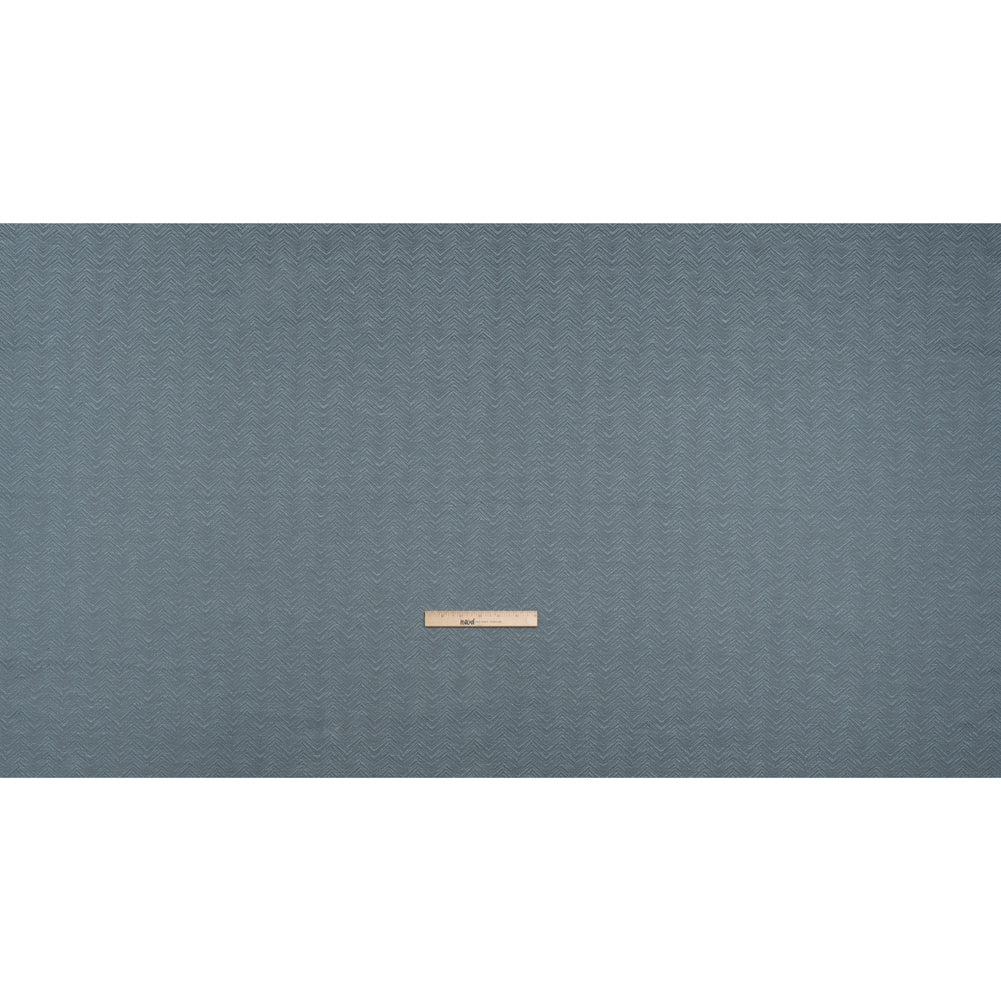 Herringbone Chevrons Recycled Polyester and Cotton Drapery Jacquard - Denim - British Imported Full