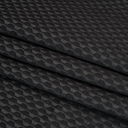 Honeycomb Stripes Recycled Polyester and Cotton Drapery Jacquard - Ink - British Imported Folded