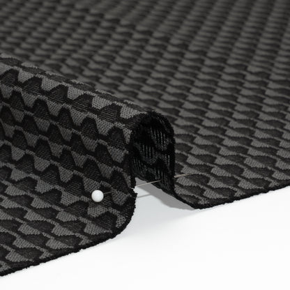 Honeycomb Stripes Recycled Polyester and Cotton Drapery Jacquard - Ink - British Imported Detail