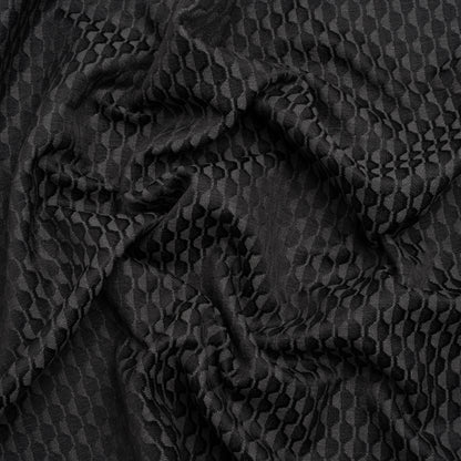 Honeycomb Stripes Recycled Polyester and Cotton Drapery Jacquard - Ink - British Imported