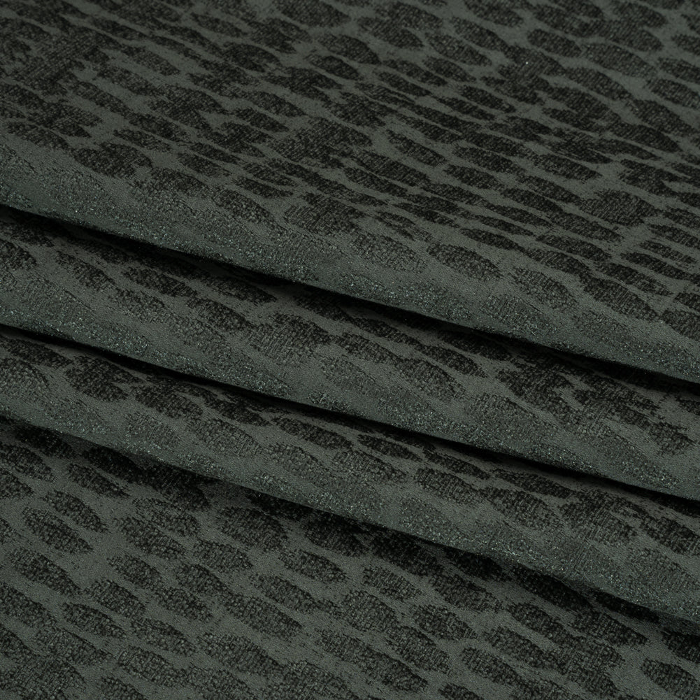 Rows of Spots Recycled Polyester Chenille Drapery Jacquard - Marine - British Imported Folded