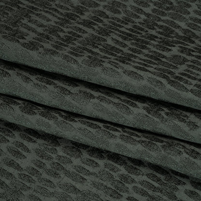 Rows of Spots Recycled Polyester Chenille Drapery Jacquard - Marine - British Imported Folded