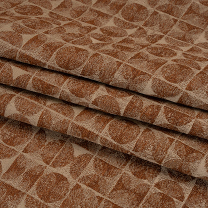 Circles and Slices Recycled Polyester and Cotton Drapery Jacquard - Ginger - British Imported Folded