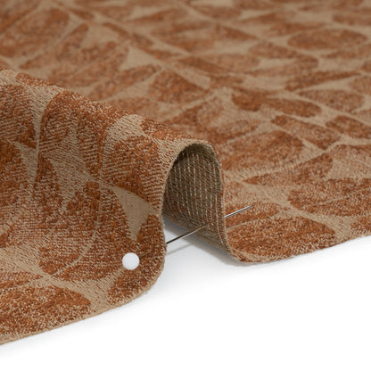 Circles and Slices Recycled Polyester and Cotton Drapery Jacquard - Ginger - British Imported Detail