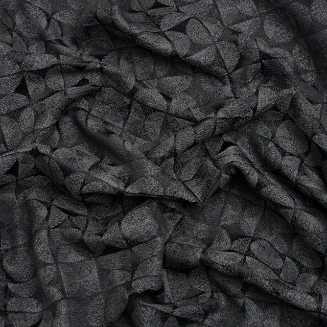 Circles and Slices Recycled Polyester and Cotton Drapery Jacquard - Ink - British Imported