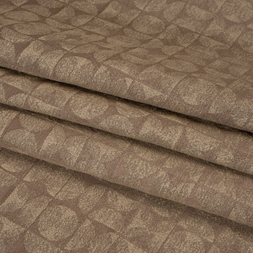 Circles and Slices Recycled Polyester and Cotton Drapery Jacquard - Rosewood - British Imported Folded