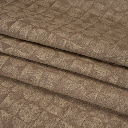 Circles and Slices Recycled Polyester and Cotton Drapery Jacquard - Rosewood - British Imported Folded