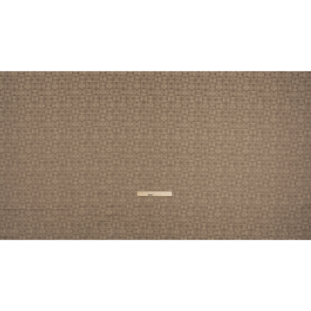 Circles and Slices Recycled Polyester and Cotton Drapery Jacquard - Rosewood - British Imported Full