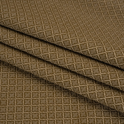 Diamond Tiles Recycled Polyester and Cotton Drapery Jacquard - Brass - British Imported Folded