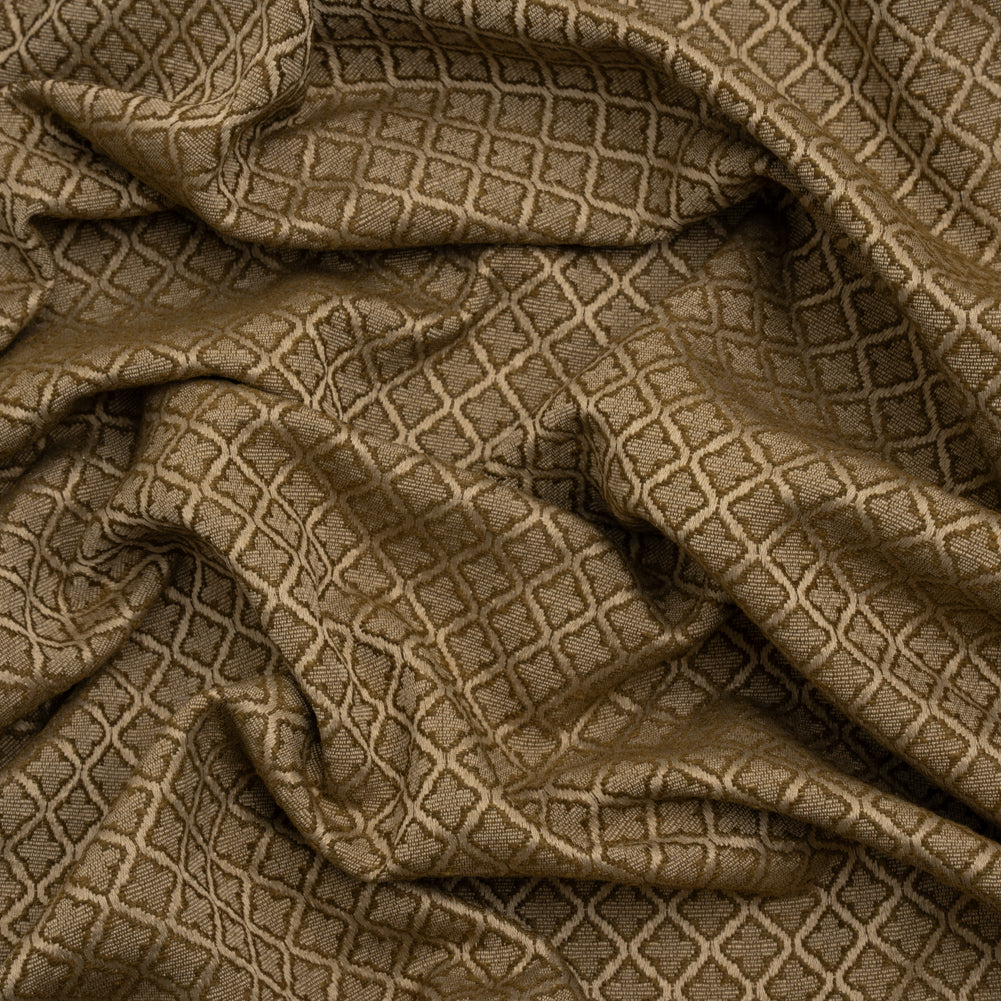 Diamond Tiles Recycled Polyester and Cotton Drapery Jacquard - Brass - British Imported
