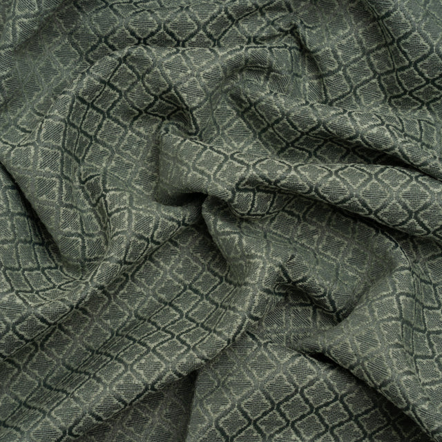 Diamond Tiles Recycled Polyester and Cotton Drapery Jacquard - Teal - British Imported