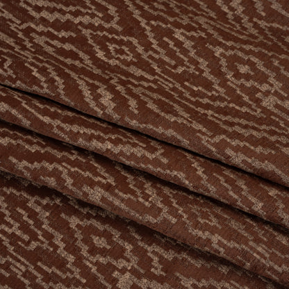 Geometric Recycled Polyester and Cotton Drapery Jacquard - Paprika - British Imported Folded