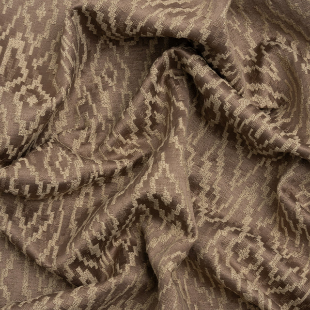 Geometric Recycled Polyester and Cotton Drapery Jacquard - Rosewood - British Imported