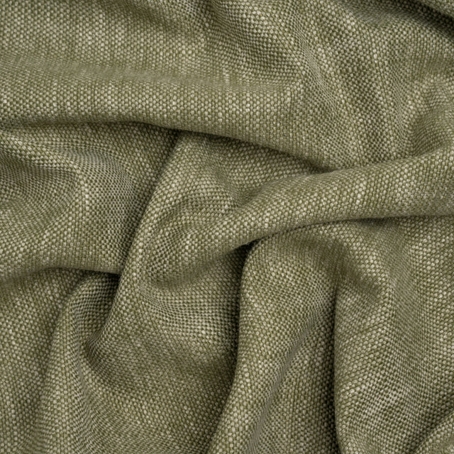 Linen Look Recycled Polyester and Cotton Woven - Moss - British Imported