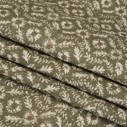 Brushed Cotton and Linen Canvas - Oregano Flowers and Leaves - Flowers and Leaves British Imported Folded