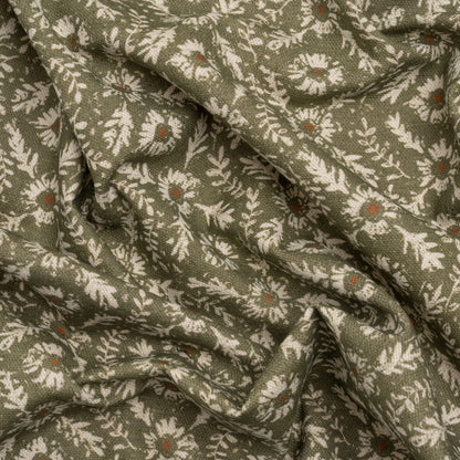 Brushed Cotton and Linen Canvas - Oregano Flowers and Leaves - Flowers and Leaves British Imported