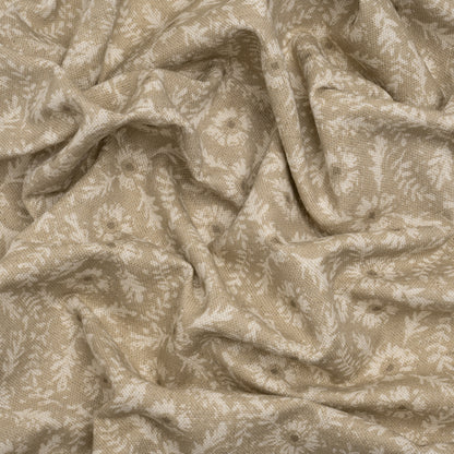 Brushed Cotton and Linen Canvas - Sand Flowers and Leaves - Flowers and Leaves British Imported
