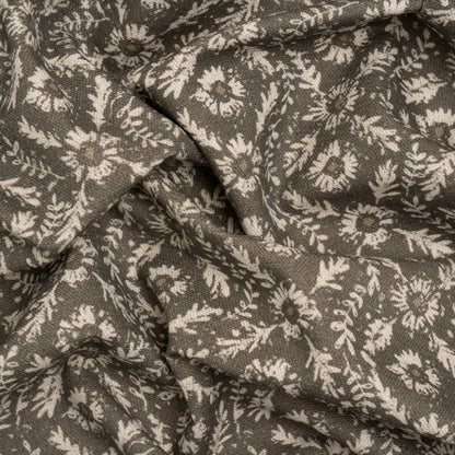 Brushed Cotton and Linen Canvas - Truffle Flowers and Leaves - Flowers and Leaves British Imported