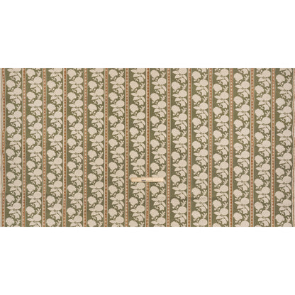 Brushed Cotton and Linen Canvas - Oregano Floral Silhouette Stripes - British Imported Full