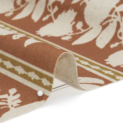 Brushed Cotton and Linen Canvas - Sienna Floral Silhouette Stripes - British Imported Detail