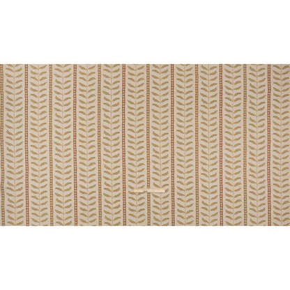 Brushed Cotton and Linen Canvas - Sienna Fern Leaves and Flower Stripes - British Imported Full