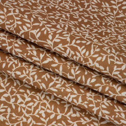 Brushed Cotton and Linen Canvas - Spice Little Vines - British Imported Folded