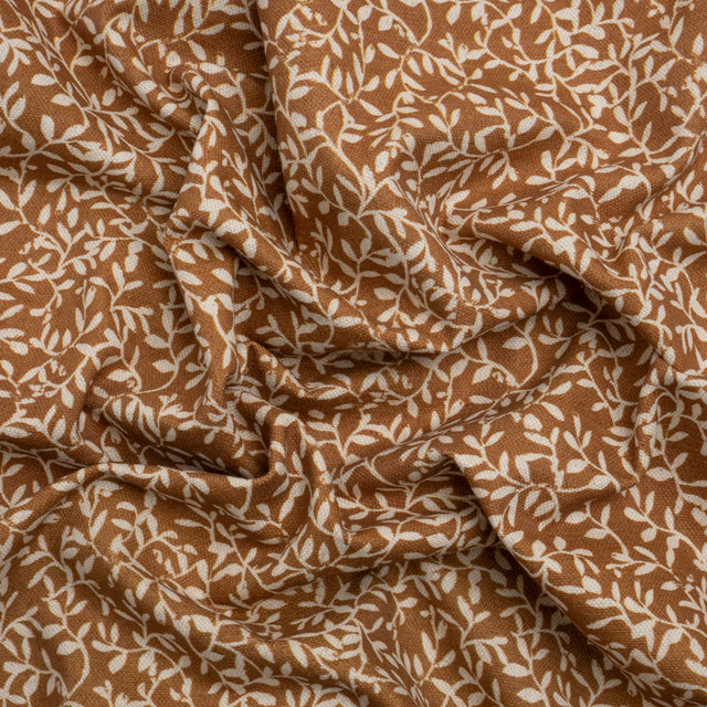 Brushed Cotton and Linen Canvas - Spice Little Vines - British Imported