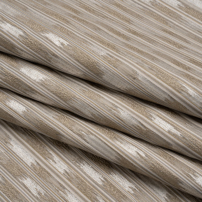 Recycled Polyester Drapery Jacquard - Flax Streaking Stripes - British Imported Folded