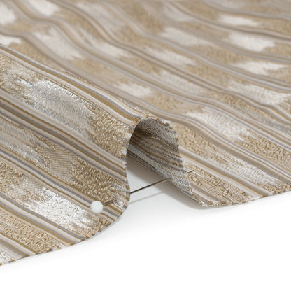 Recycled Polyester Drapery Jacquard - Flax Streaking Stripes - British Imported Detail