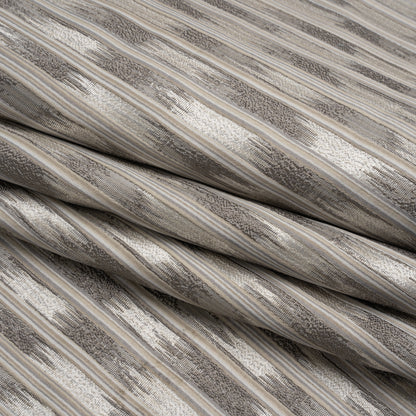Recycled Polyester Drapery Jacquard - Slate Streaking Stripes - British Imported Folded