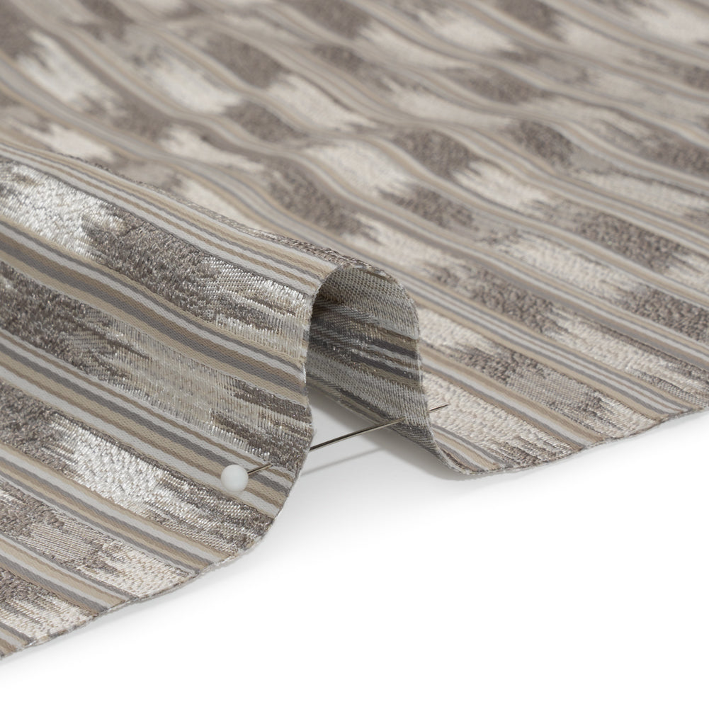 Recycled Polyester Drapery Jacquard - Slate Streaking Stripes - British Imported Detail