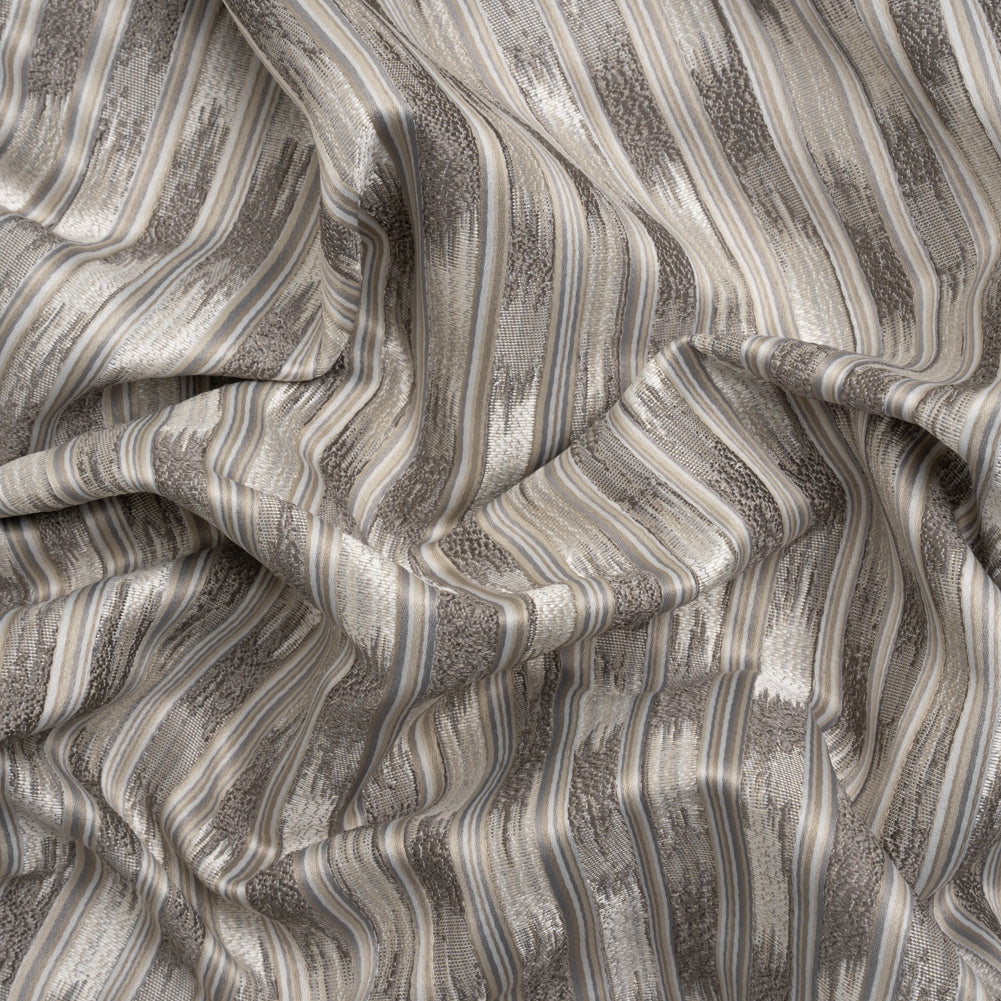 Recycled Polyester Drapery Jacquard - Slate Streaking Stripes - British Imported
