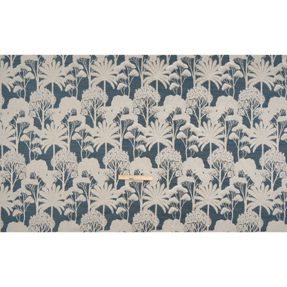 Recycled Polyester Drapery Jacquard - Indigo Jungle Trees - British Imported Full