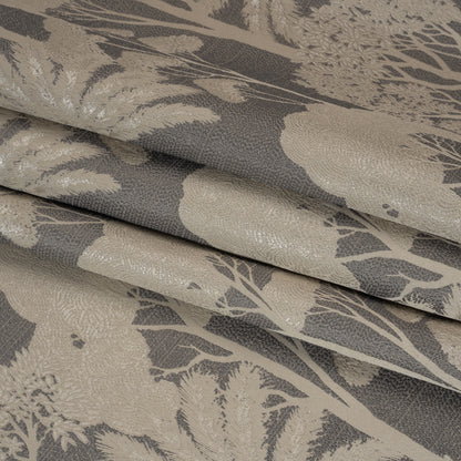 Recycled Polyester Drapery Jacquard - Slate Jungle Trees - British Imported Folded