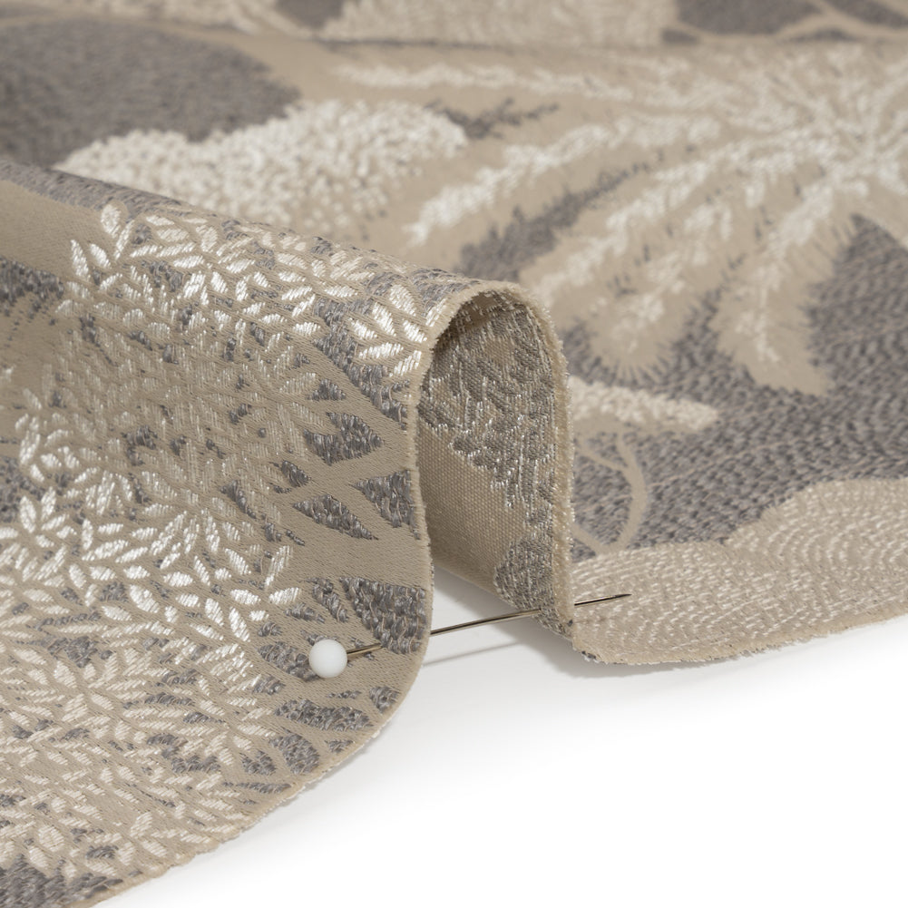 Recycled Polyester Drapery Jacquard - Slate Jungle Trees - British Imported Detail