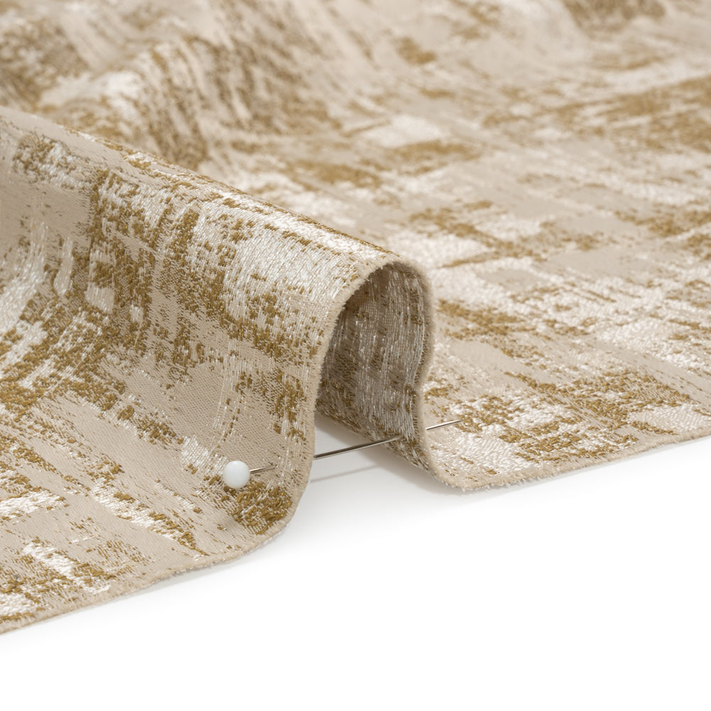 Recycled Polyester Drapery Jacquard - Ochre Abstract Strokes - British Imported Detail