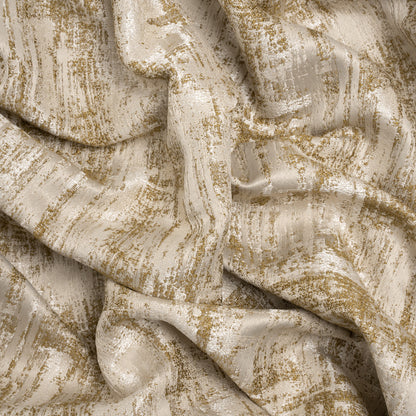 Recycled Polyester Drapery Jacquard - Ochre Abstract Strokes - British Imported