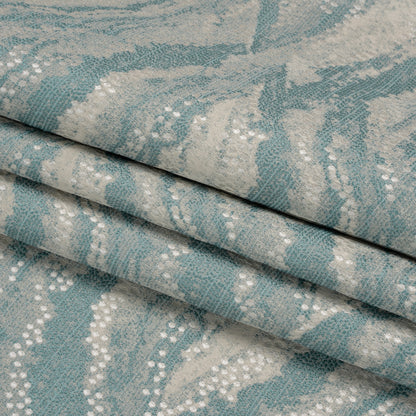Recycled Polyester Jacquard - Seafoam Landscape Spots - British Imported Folded