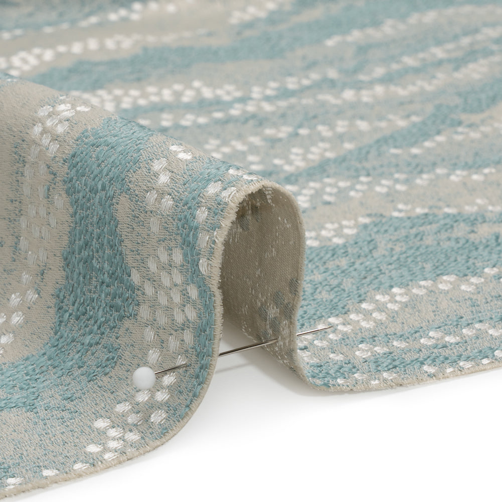 Recycled Polyester Jacquard - Seafoam Landscape Spots - British Imported Detail
