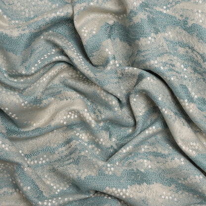Recycled Polyester Jacquard - Seafoam Landscape Spots - British Imported