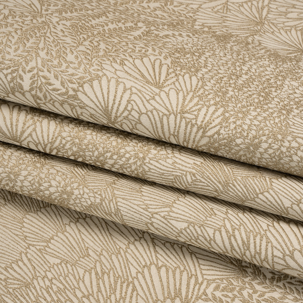 Recycled Polyester Jacquard - Flax Lush Garden - British Imported Folded