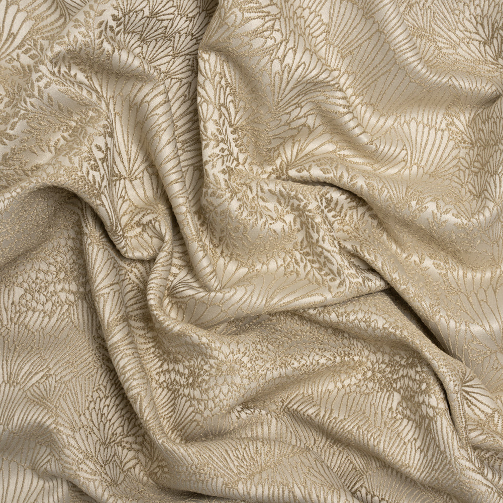 Recycled Polyester Jacquard - Flax Lush Garden - British Imported