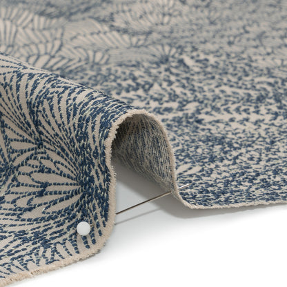 Recycled Polyester Jacquard - Indigo Lush Garden - British Imported Detail