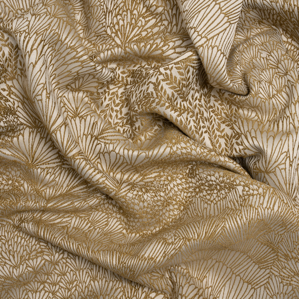 Recycled Polyester Jacquard - Ochre Lush Garden - British Imported