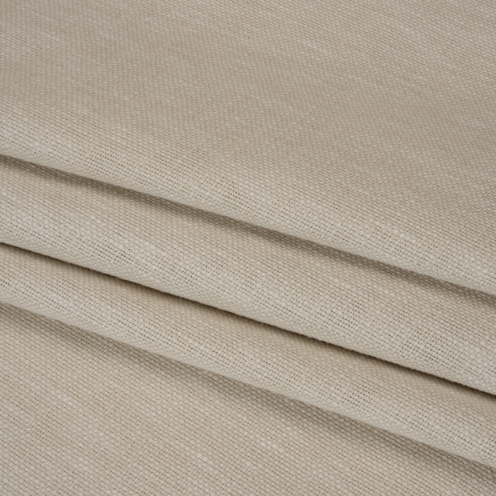 Linen Look Recycled Polyester and Cotton Woven - Oyster - British Imported - Folded