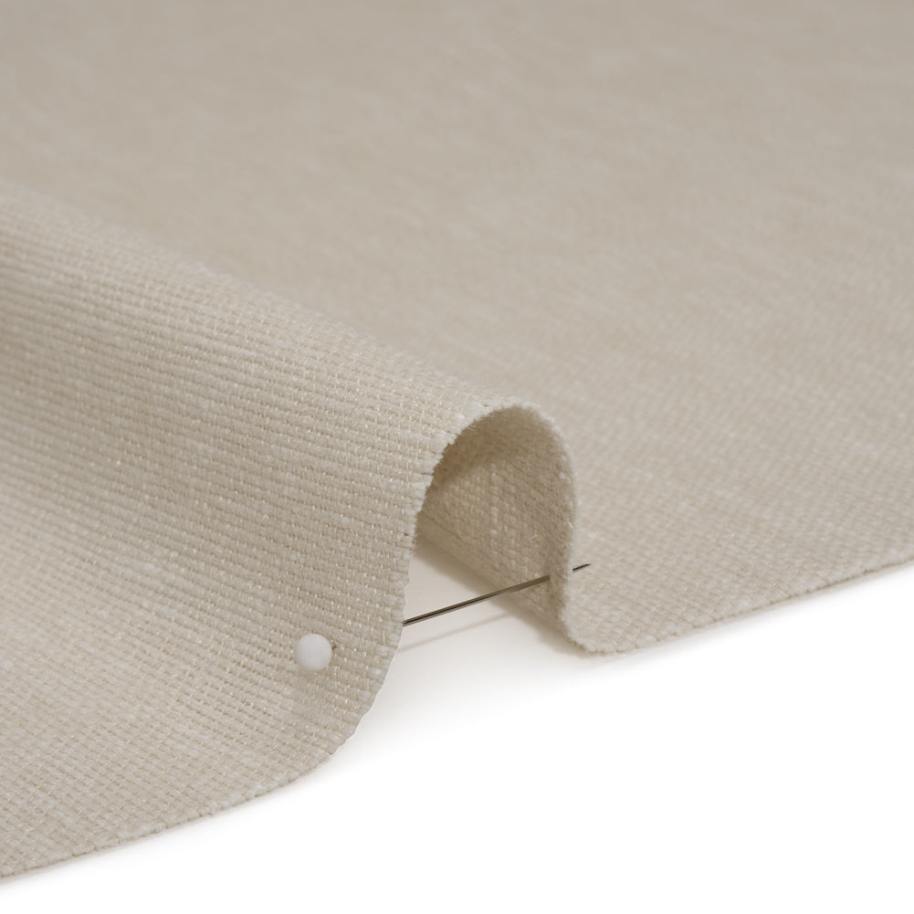 Linen Look Recycled Polyester and Cotton Woven - Oyster - British Imported - Detail