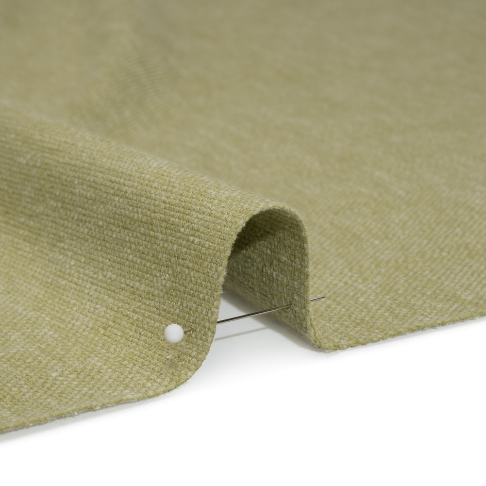 Linen Look Recycled Polyester and Cotton Woven - Pistachio - British Imported - Detail