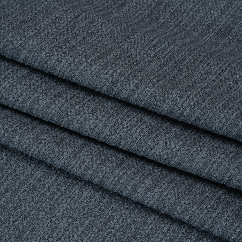 Textured Recycled Polyester Woven - Denim Boucle Stripes - British Imported - Folded