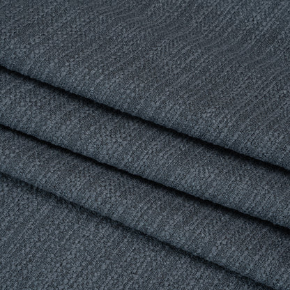 Textured Recycled Polyester Woven - Denim Boucle Stripes - British Imported